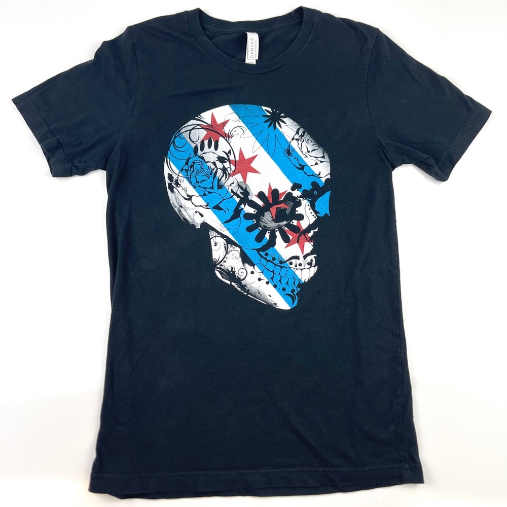 Women’s Chicago Skull Black T Shirt Size Small